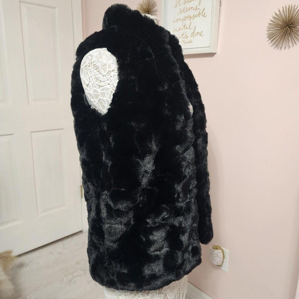 NWT RACHEL ZOE FAUX FUR BLACK VEST black long adorable M